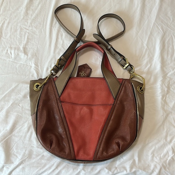 orYANY Colorblock Pebbled Leather LIAN Satchel 2 Way/Crossbody - Picture 2 of 9